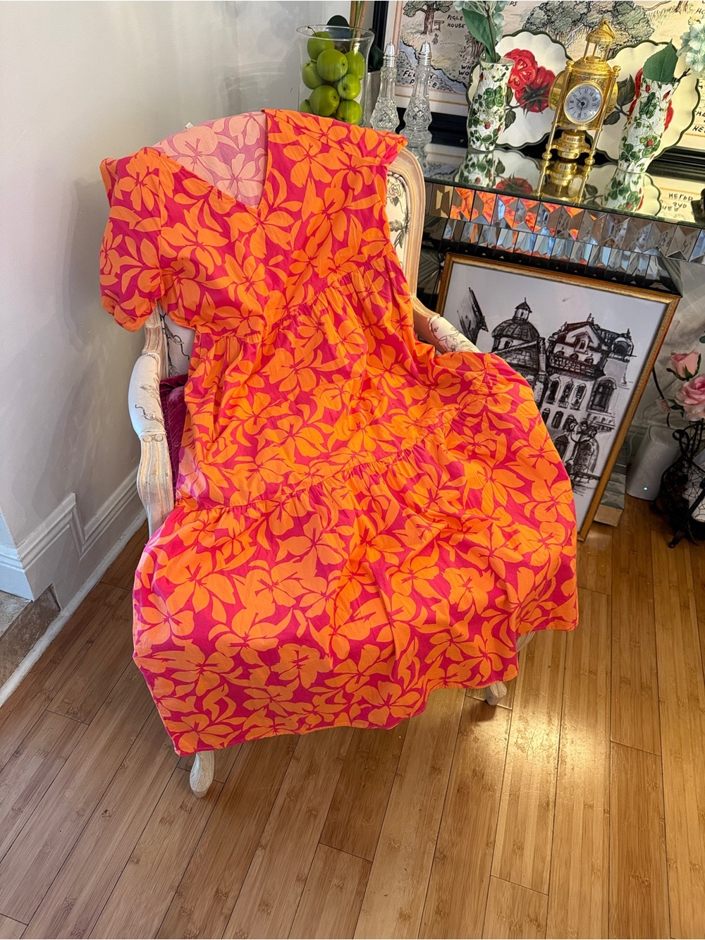 J. Crew Pink and Orange Floral Shift Dress